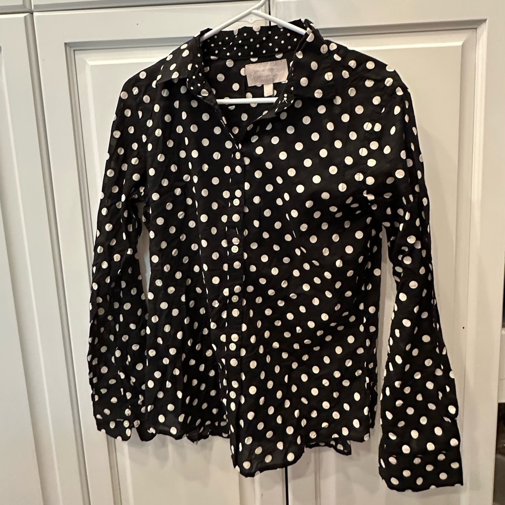 Banana Republic Black Button-Down Shirt with White Dots